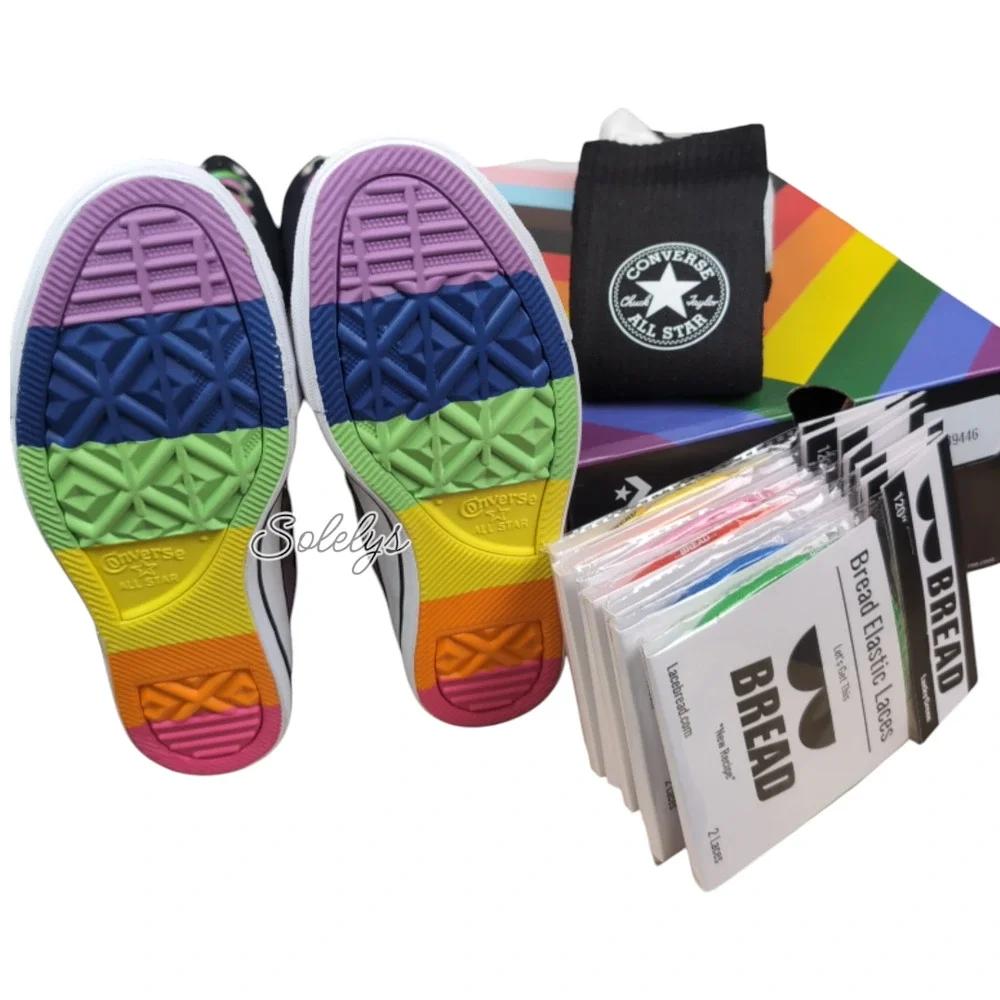 Converse Pride XXHI Rainbow Flame Elastic Lace Knee High Sneaker Boot Bundle 7.5 - Picture 3 of 10